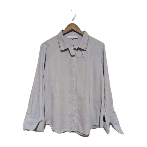 Ken Okada Paris Womens XL Blue LS Shirt Asymmetrical Pleats Designer Unique - Picture 1 of 7